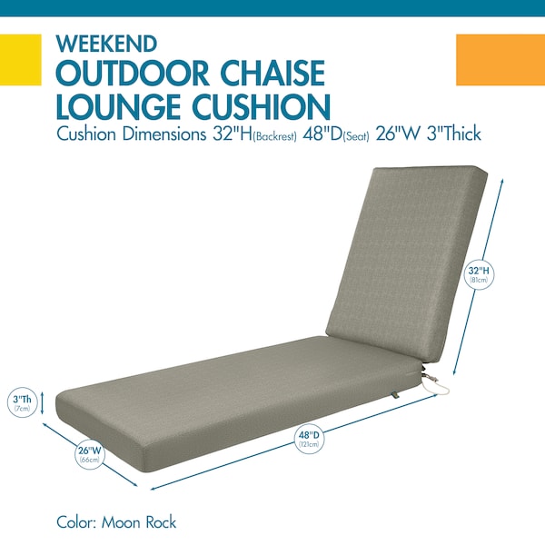 Weekend 80 X 26 X 3 Outdoor Chaise Cushion, Moon Rock